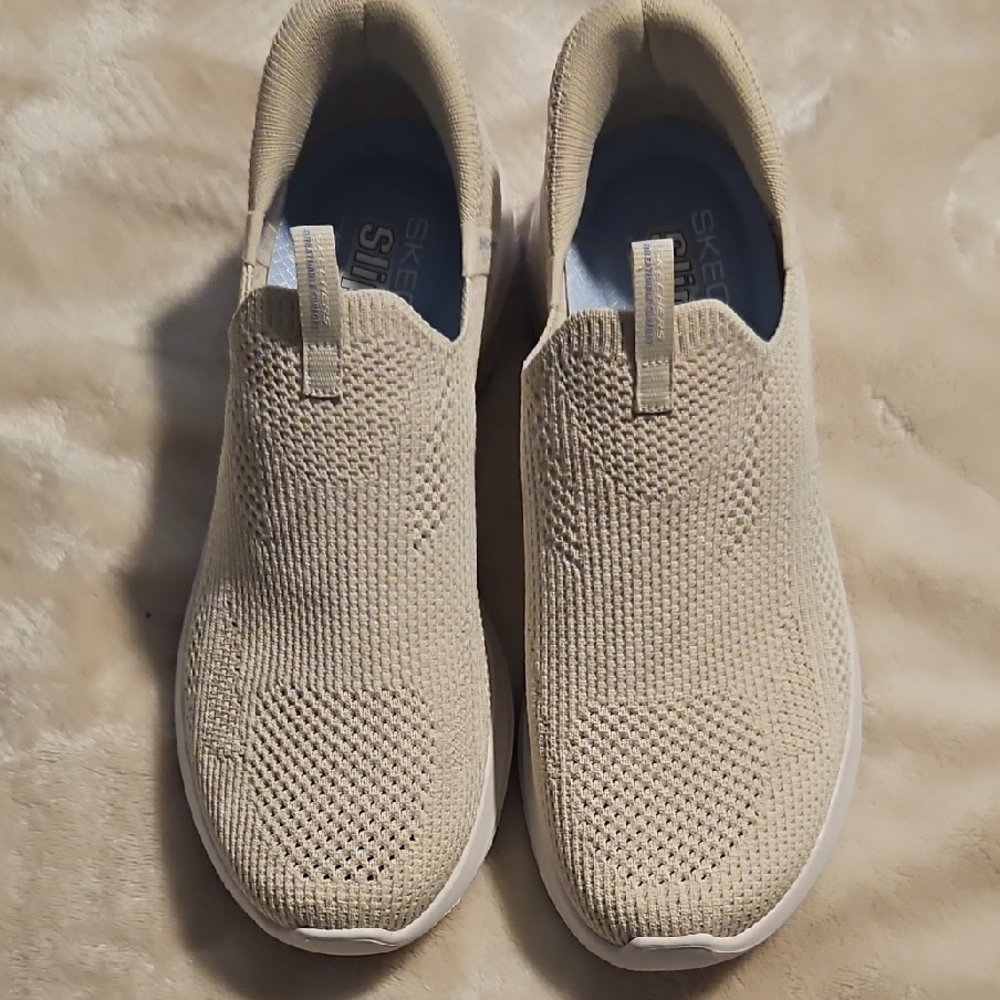 Skechers Cream Slip-Ins with Memory Foam